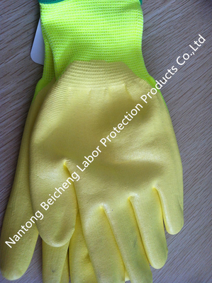 Yellow Breathable Nitrile Work Gloves Foam For Petrochemical Industry